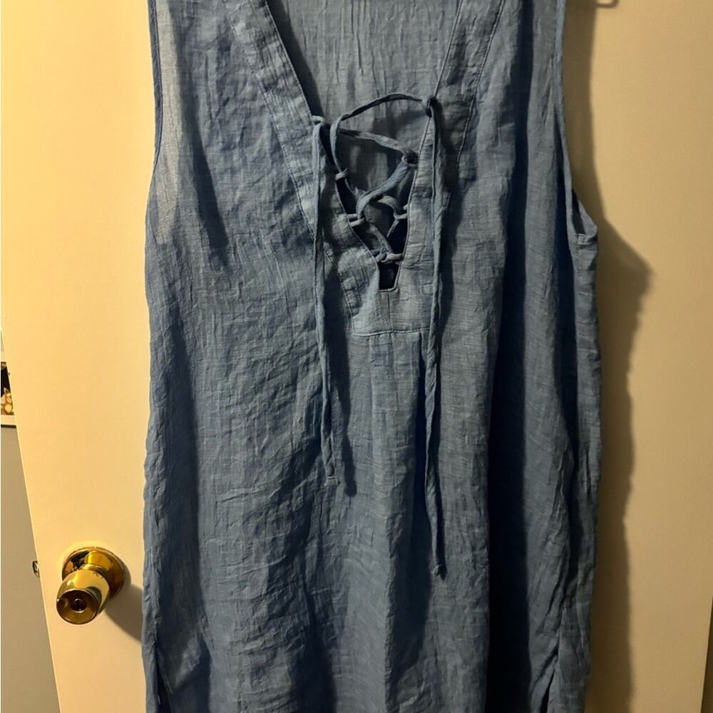 Summer Coastal New England Lightweight Blue Cover Up Dress J. Valdi XL